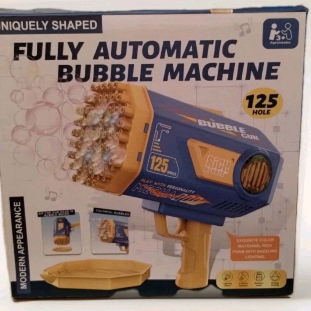 Automatic Bubble Machine, 125 Holes, Lighting Effect Colorful Bubs Bubble Water